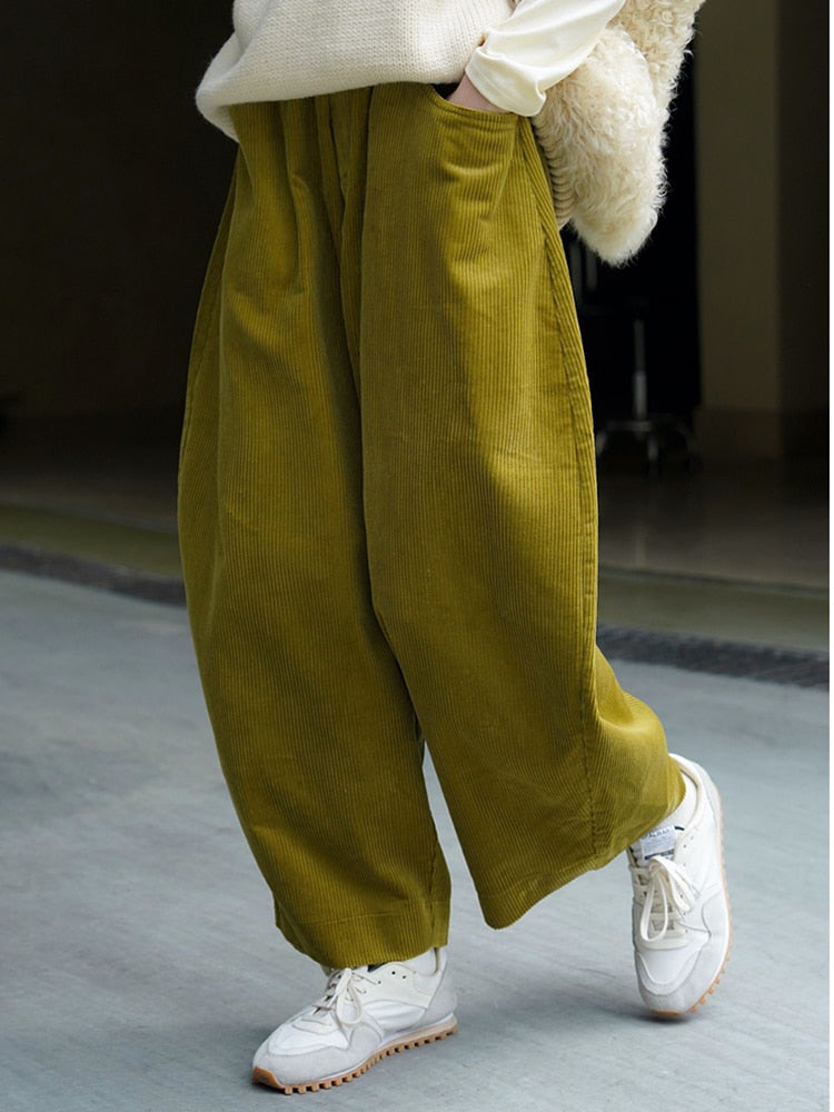 Casual High End Corduroy Wide Leg Pants