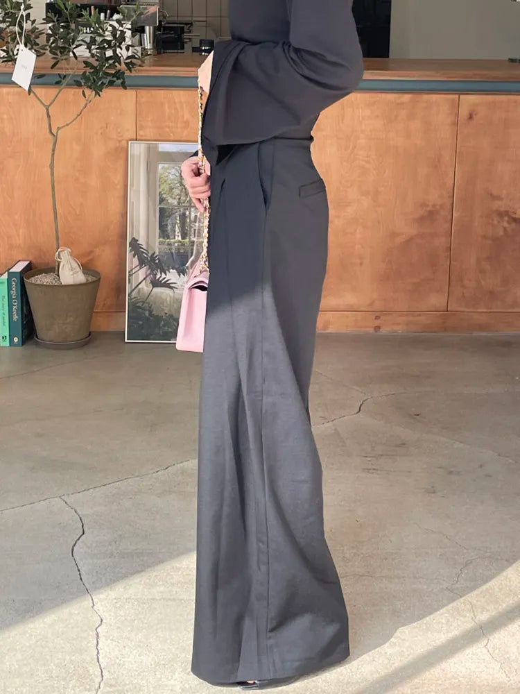 Daily Elegant Pleats Women's High Waist Wide Leg Trousers