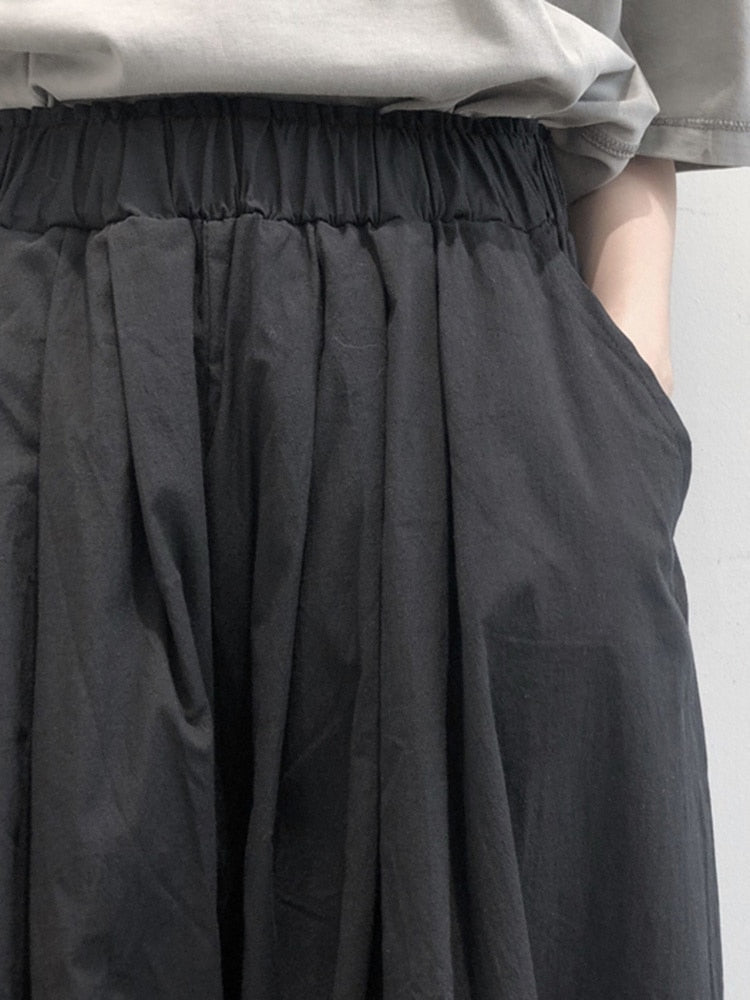 Classic Comfort Black Wide Leg Elastic Waist Pants