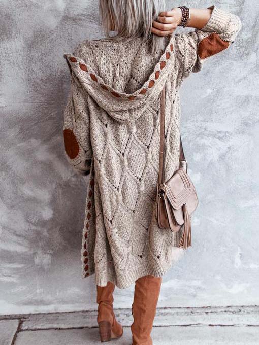 Women'S Caramel Brown Stitching Cardigan