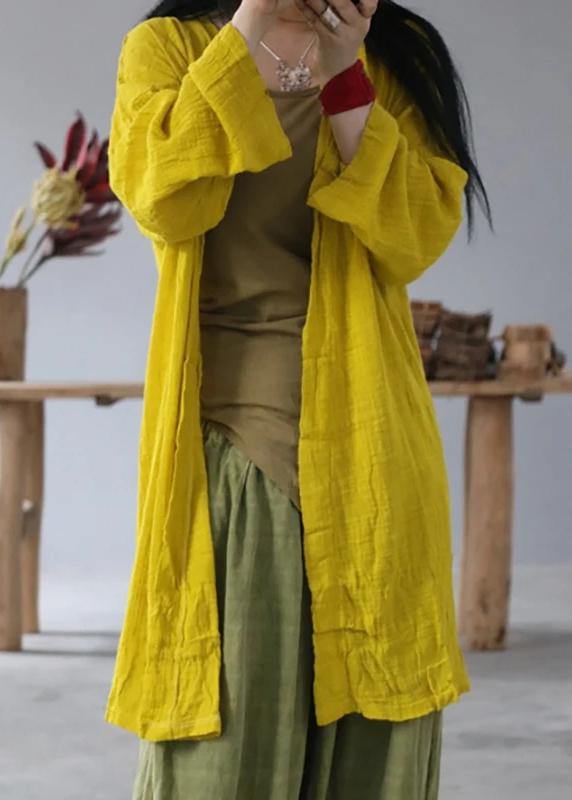 Loose linen cotton carigan for women Fitted Simple Solid Color Sun Protection Shirt Coat