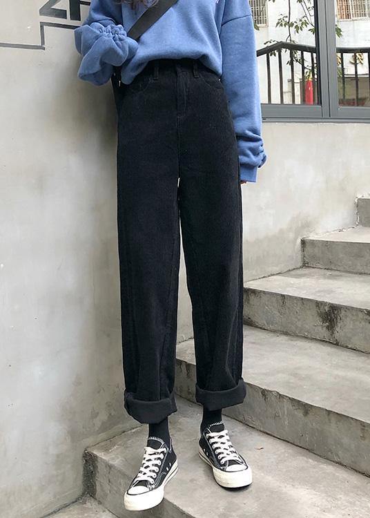 winter black wild trousers corduroy casual wide leg pants