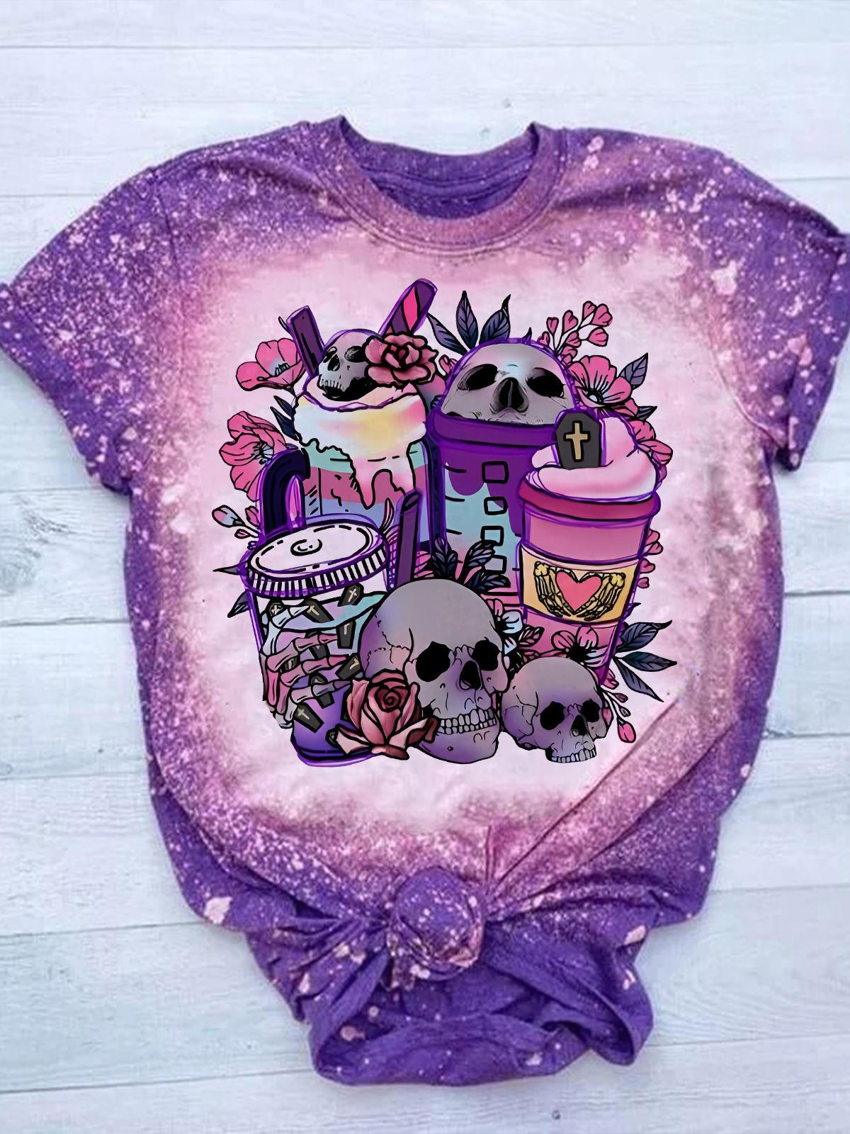 Skull Coffee Drink Tie Dye T-shirt