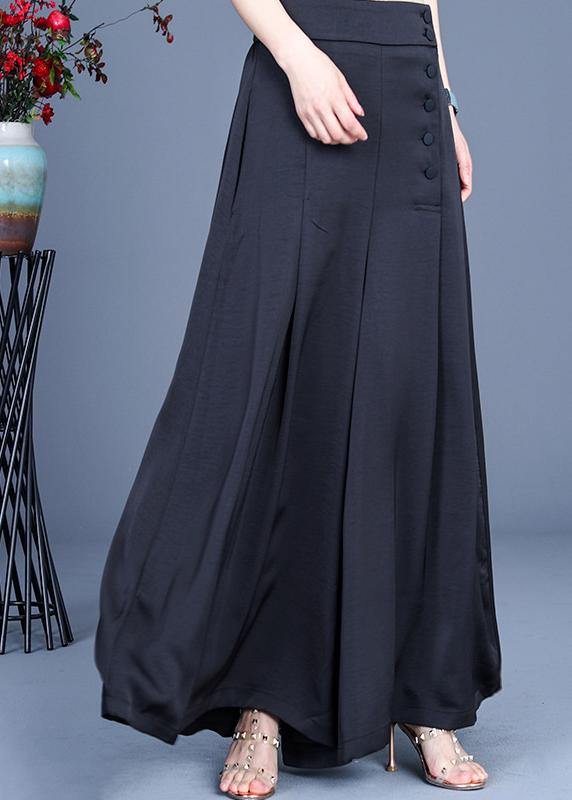 Diy Black Button Wide Leg Pants Summer