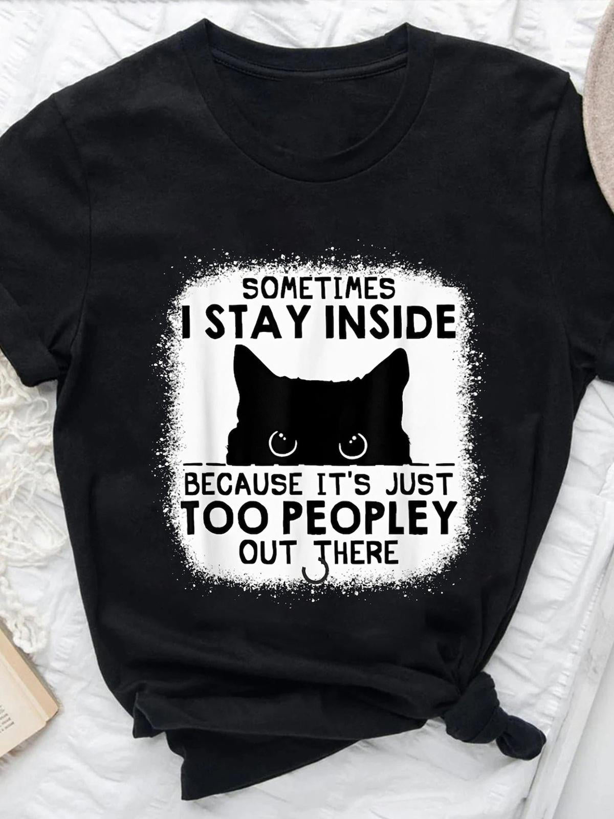 Cat Print Crew Neck T-shirt