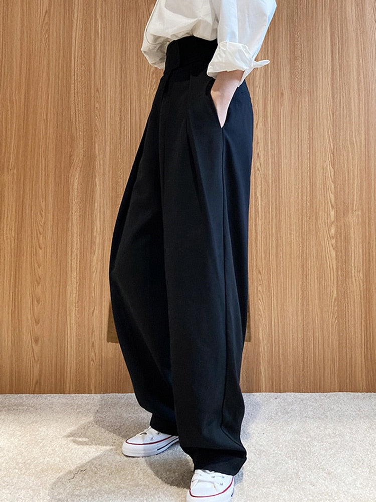 Elegant High End Pleated Wide Leg Trousers