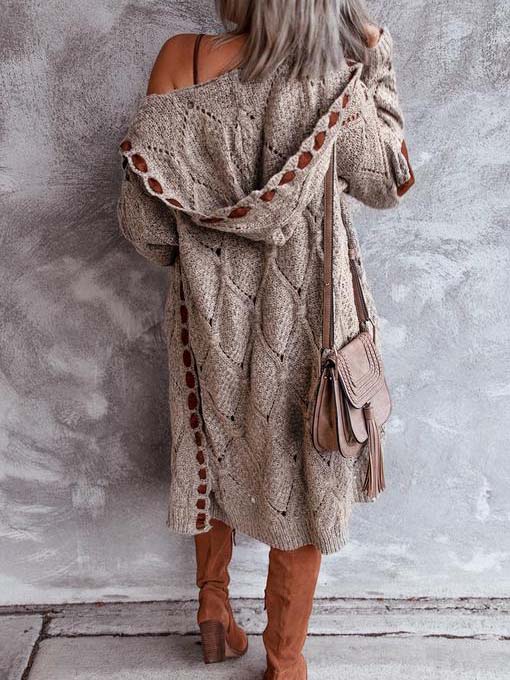 Women'S Caramel Brown Stitching Cardigan